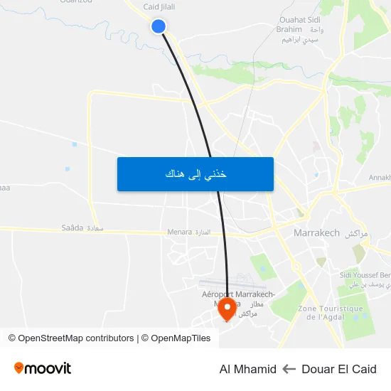 Douar El Caid to Al Mhamid map