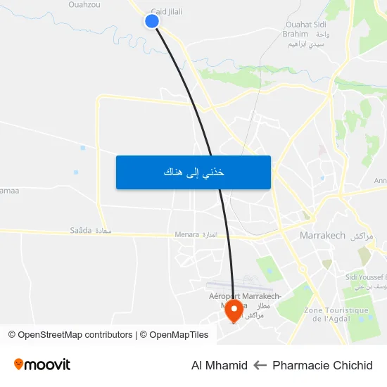 Pharmacie Chichid to Al Mhamid map