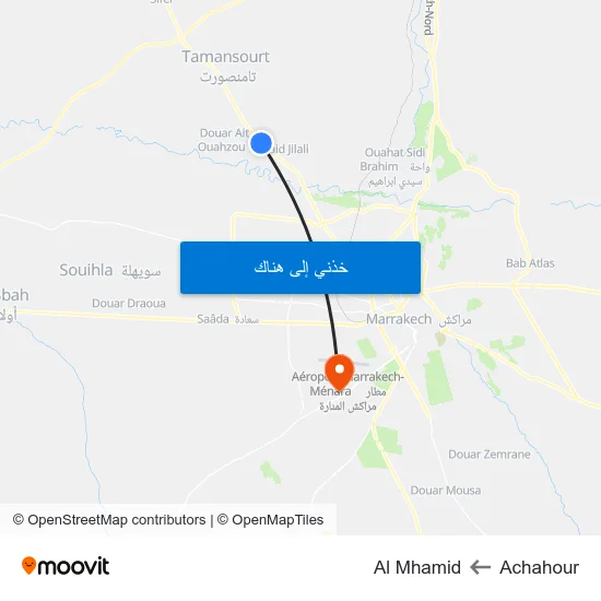 Achahour to Al Mhamid map