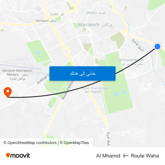 Route Waha to Al Mhamid map