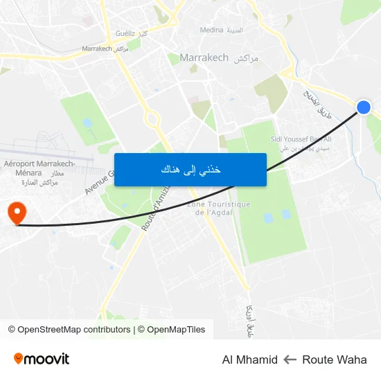 Route Waha to Al Mhamid map