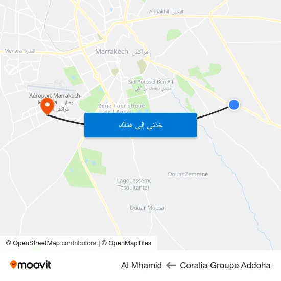 Coralia Groupe Addoha to Al Mhamid map
