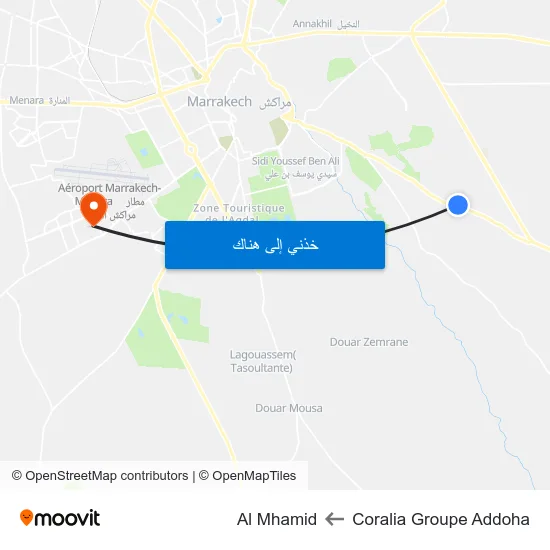 Coralia Groupe Addoha to Al Mhamid map