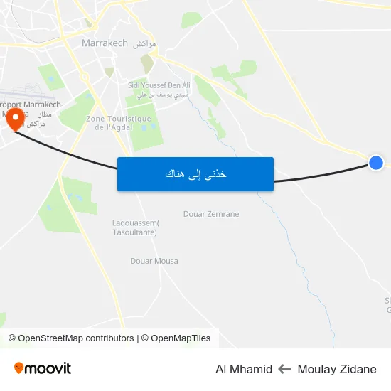 Moulay Zidane to Al Mhamid map