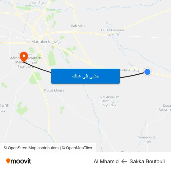Sakka Boutouil to Al Mhamid map