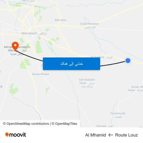 Route Louz to Al Mhamid map