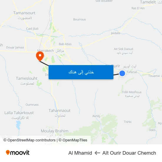 Aït Ourir Douar Chemch to Al Mhamid map