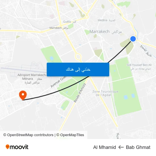 Bab Ghmat to Al Mhamid map