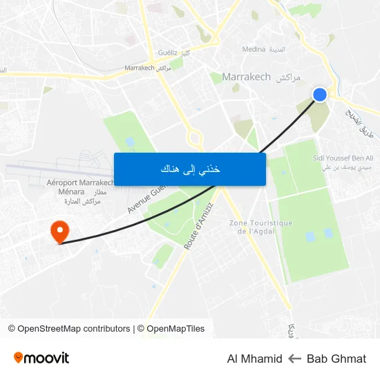 Bab Ghmat to Al Mhamid map