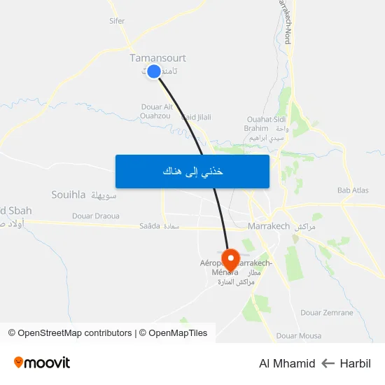 Harbil to Al Mhamid map