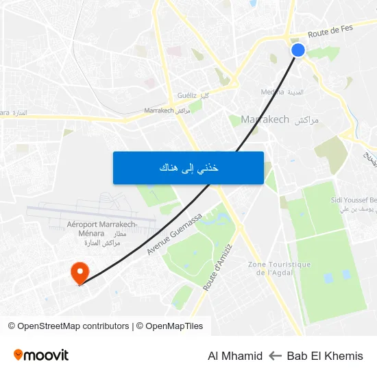 Bab El Khemis to Al Mhamid map