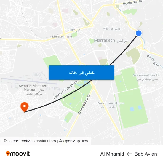 Bab Aylan to Al Mhamid map