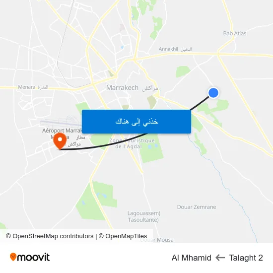 Talaght 2 to Al Mhamid map