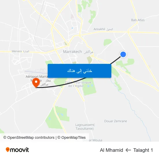 Talaght 1 to Al Mhamid map