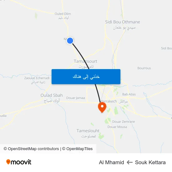 Souk Kettara to Al Mhamid map