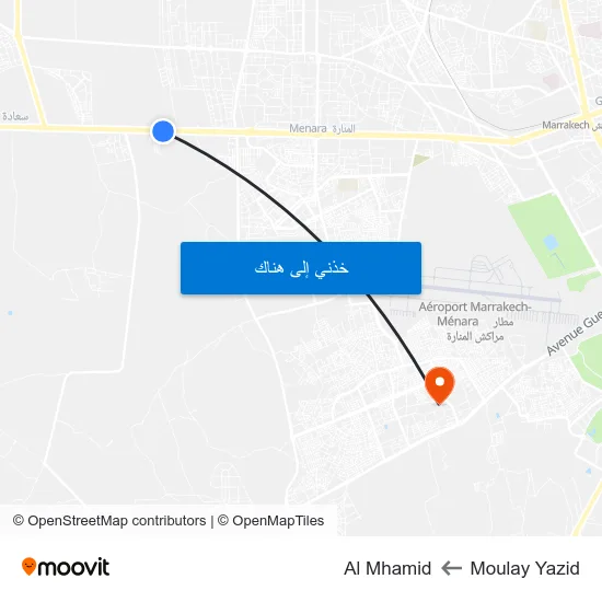 Moulay Yazid to Al Mhamid map