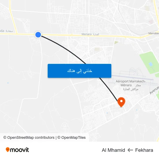 Fekhara to Al Mhamid map