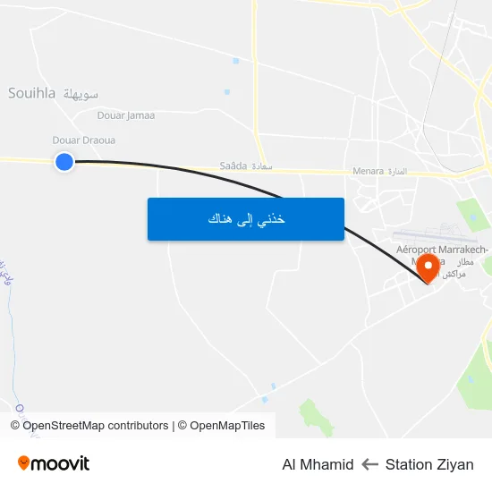 Station Ziyan to Al Mhamid map
