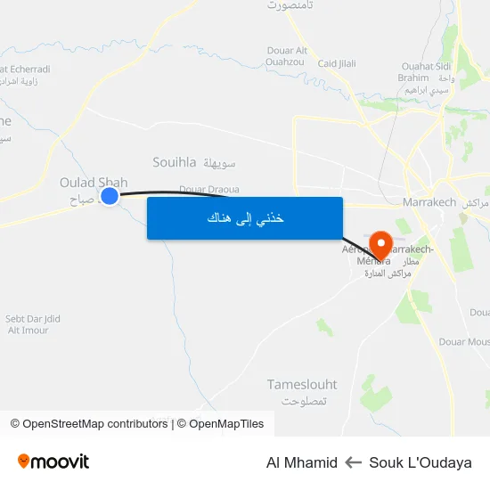 Souk L'Oudaya to Al Mhamid map