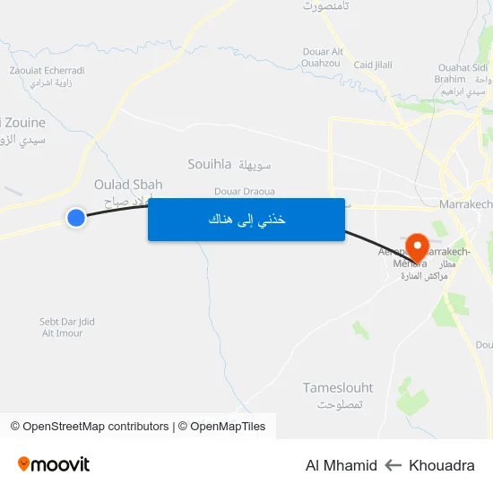 Khouadra to Al Mhamid map