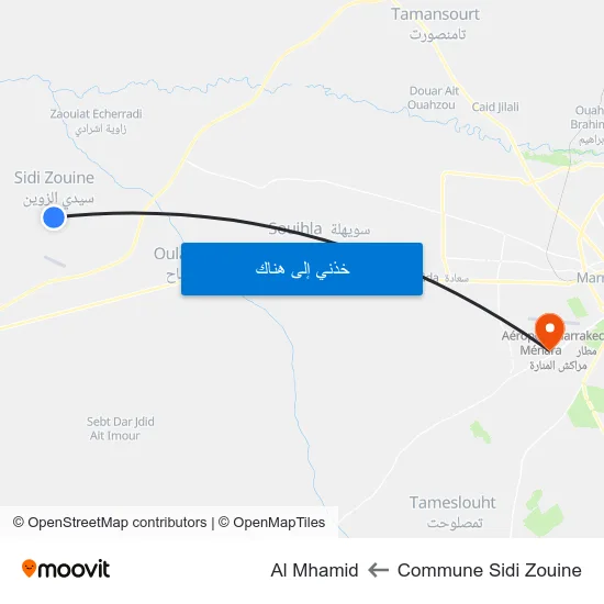 Commune Sidi Zouine to Al Mhamid map