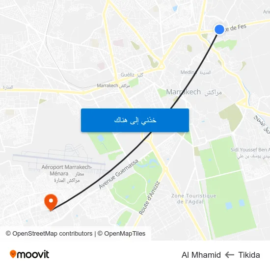 Tikida to Al Mhamid map