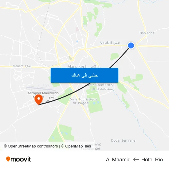Hôtel Rio to Al Mhamid map