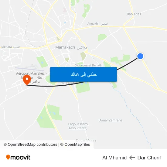 Dar Cherif to Al Mhamid map
