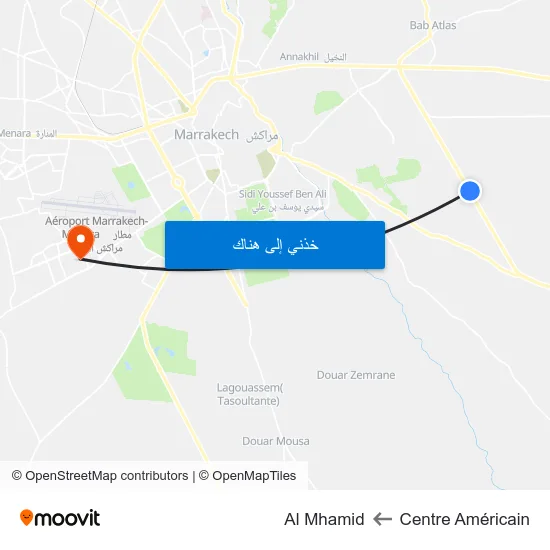 Centre Américain to Al Mhamid map