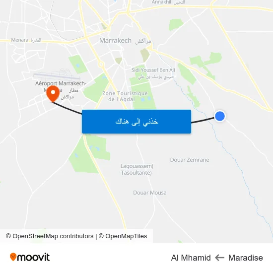 Maradise to Al Mhamid map