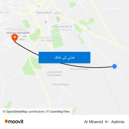 Aalimia to Al Mhamid map