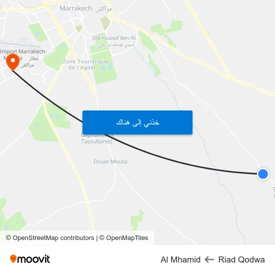 Riad Qodwa to Al Mhamid map