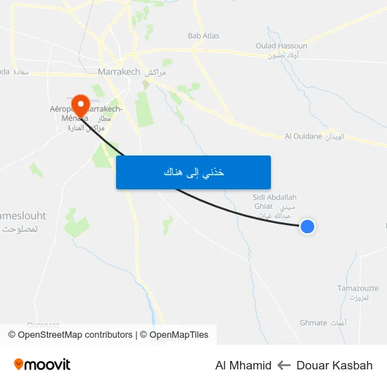 Douar Kasbah to Al Mhamid map