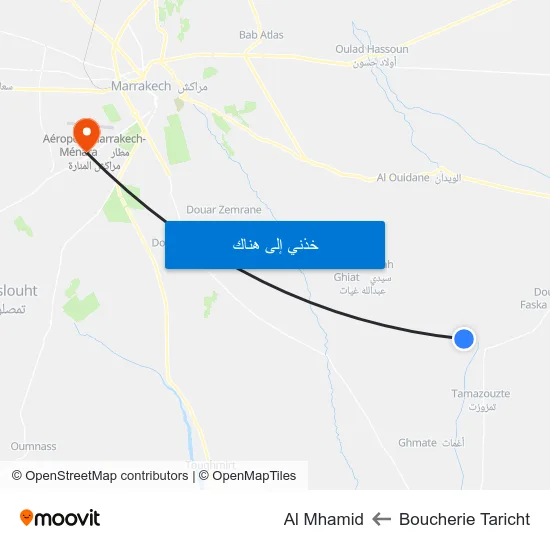 Boucherie Taricht to Al Mhamid map