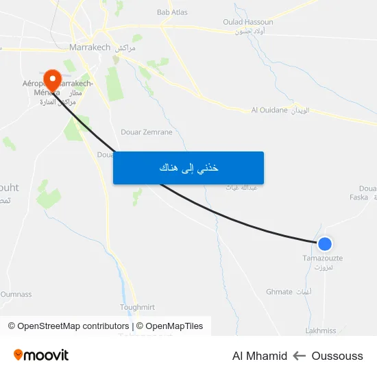 Oussouss to Al Mhamid map