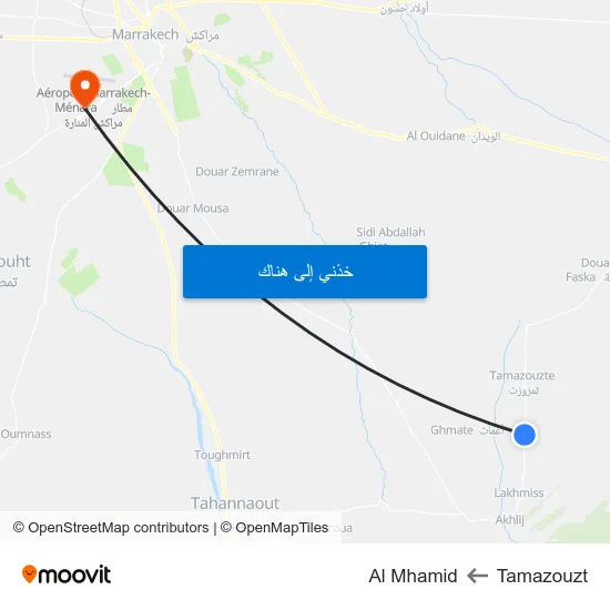 Tamazouzt to Al Mhamid map