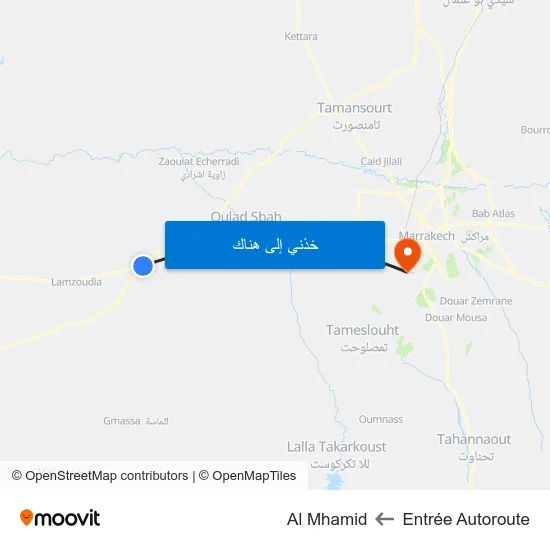 Entrée Autoroute to Al Mhamid map