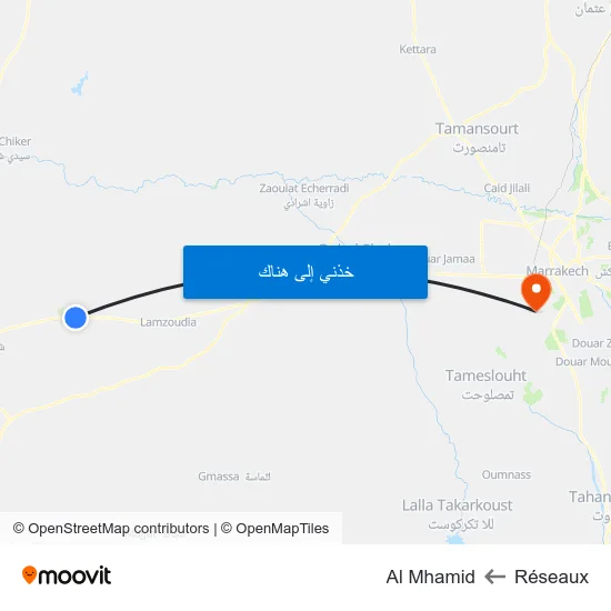 Réseaux to Al Mhamid map