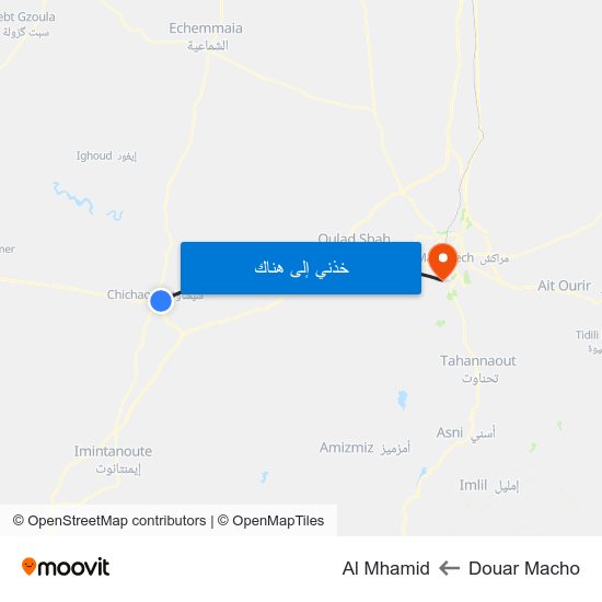 Douar Macho to Al Mhamid map