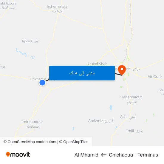 Chichaoua - Terminus to Al Mhamid map