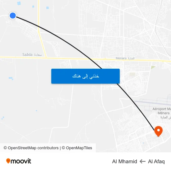 Al Afaq to Al Mhamid map