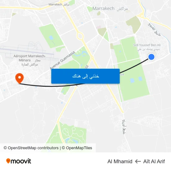 Aït Al Arif to Al Mhamid map