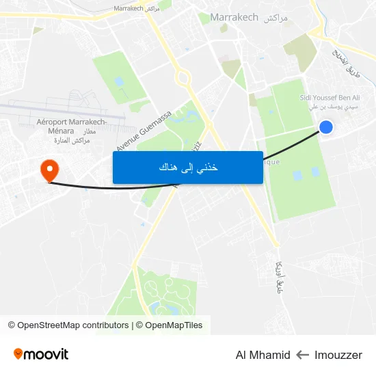Imouzzer to Al Mhamid map
