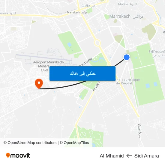 Sidi Amara to Al Mhamid map