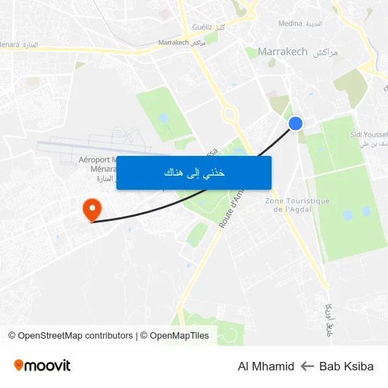 Bab Ksiba to Al Mhamid map