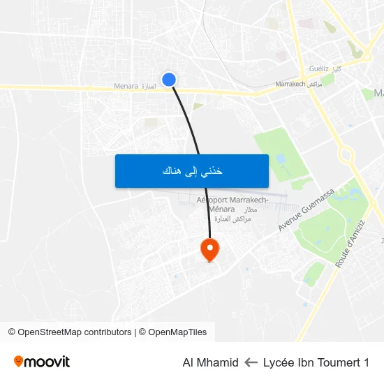 Lycée Ibn Toumert 1 to Al Mhamid map