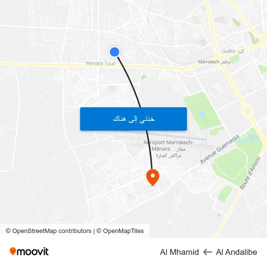 Al Andalibe to Al Mhamid map