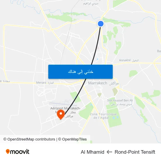 Rond-Point Tensift to Al Mhamid map