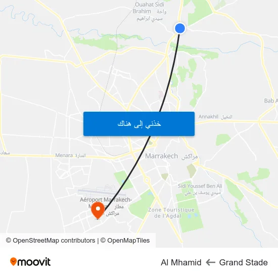 Grand Stade to Al Mhamid map
