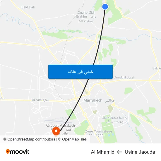 Usine Jaouda to Al Mhamid map